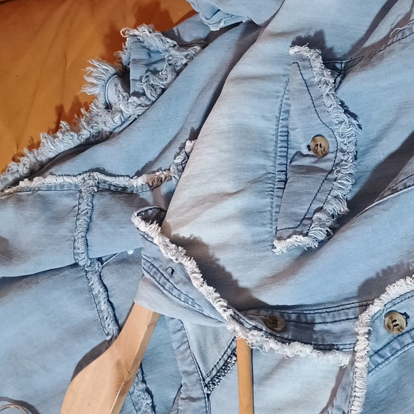 Easel Light Blue Denim Shirt Dress - Picture 8 of 9